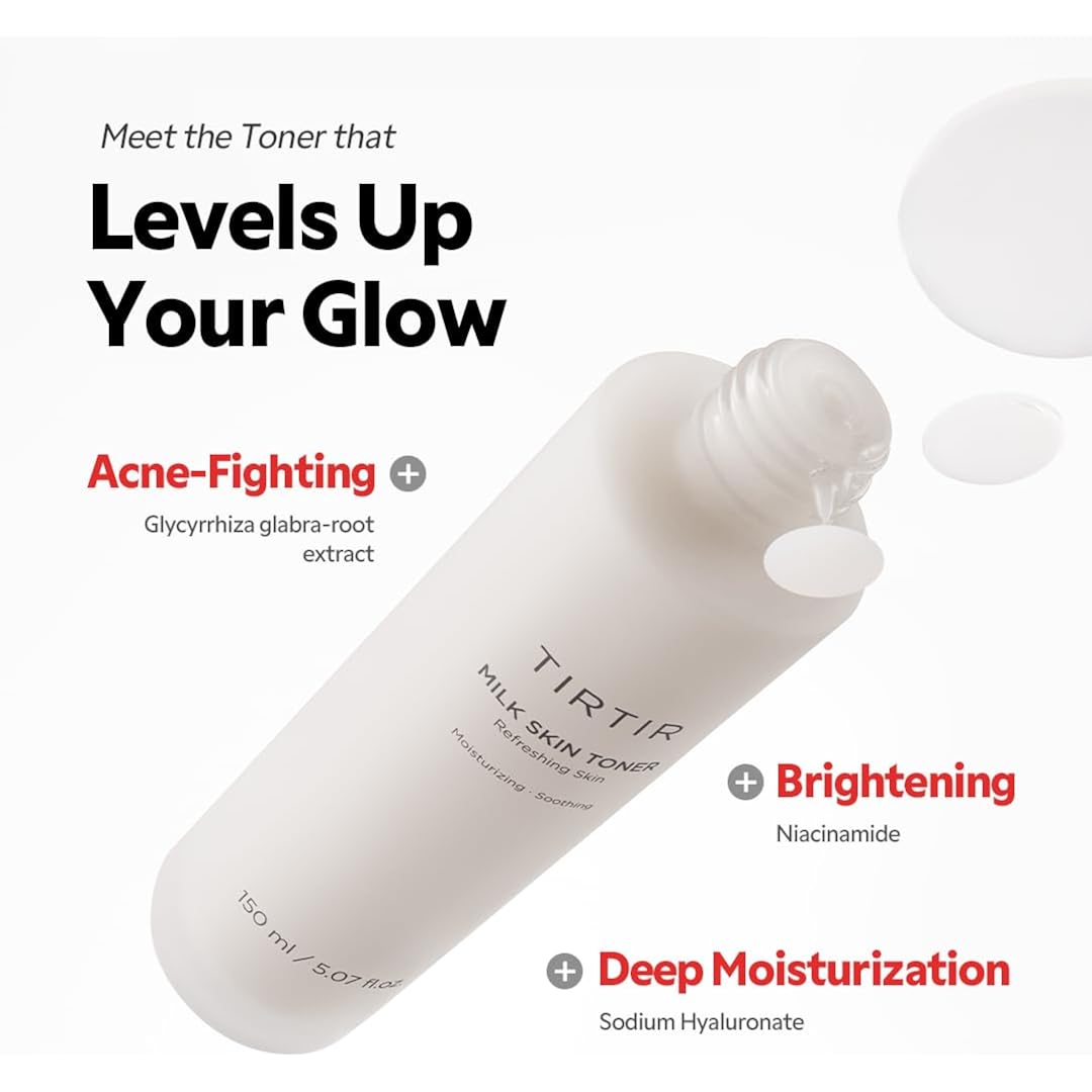 TIRTIR Milk Skin Rice Toner - Deep Moisturizing, Hydrating and Refreshing for face, Niacinamide, Ceramide, Rice Bran Extract, Nature-Oriented Ingredients, Korean Skin Care, Vegan, 150ml / 5.07 fl.oz.