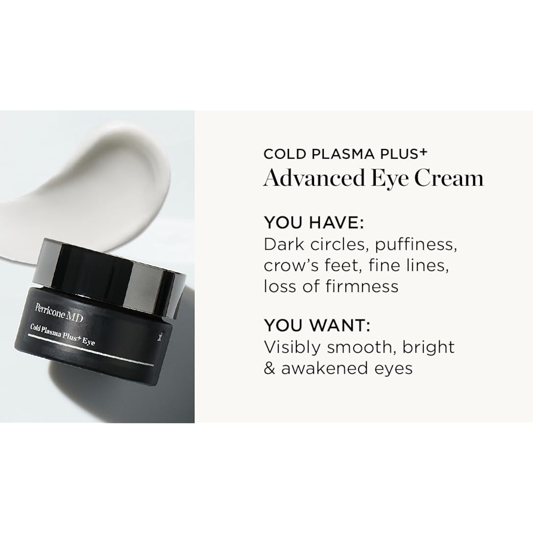 Perricone Md Cold Plasma Plus+ Advanced Eye Cream – Anti-Aging Eye Cream For Dark Circles, Puffiness & Wrinkles – Hydrating, Firming Eye Treatment With Peptides & Vitamin C – 0.5 Fl Oz