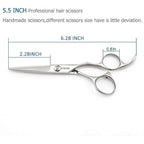 5.5" Barber Hair scissors Professional Hair Cutting Shears 440C Hair Cutting Scissors Shears Haircut Scissors Silvery Convex Blades KINSARO for Hairdresser Barber or Home Use