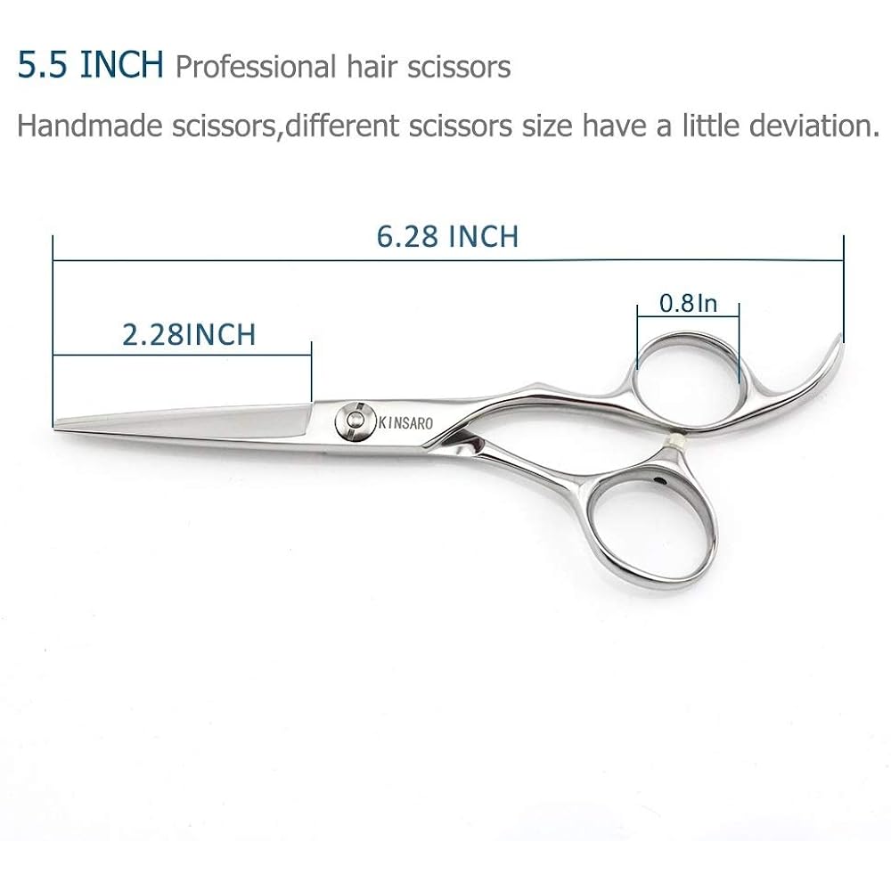 5.5" Barber Hair scissors Professional Hair Cutting Shears 440C Hair Cutting Scissors Shears Haircut Scissors Silvery Convex Blades KINSARO for Hairdresser Barber or Home Use