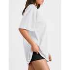 Trendy Queen Womens Oversized T-Shirts Short Sleeves Workout Tops | Summer workout gym tops