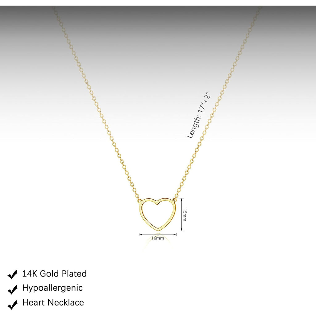 HERIER Cute Heart Necklace Dainty 18k Gold Plated Tiny Heart Pendant Choker Necklaces Small Gold Love Open Heart Chain Necklace for Women Simple Gold Necklace for Women Trendy Jewelry