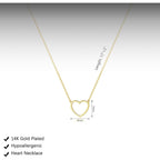 HERIER Cute Heart Necklace Dainty 18k Gold Plated Tiny Heart Pendant Choker Necklaces Small Gold Love Open Heart Chain Necklace for Women Simple Gold Necklace for Women Trendy Jewelry
