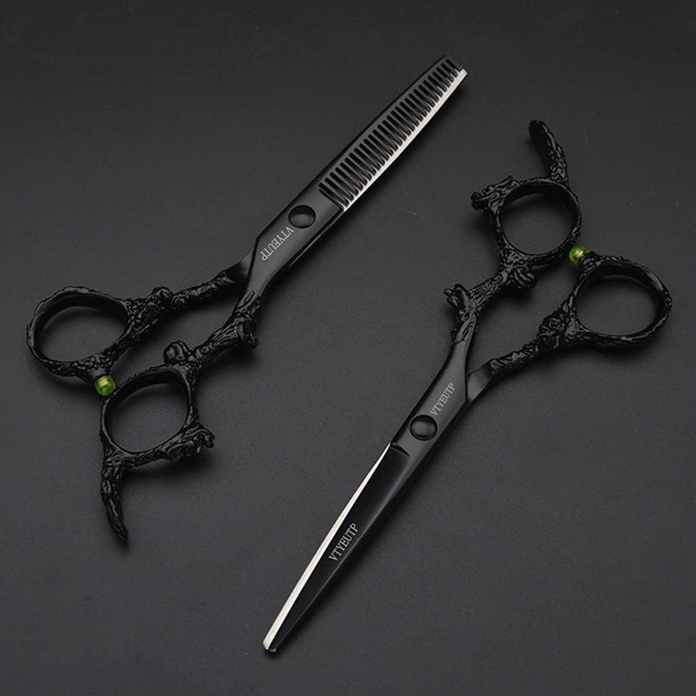 Black Dragon 6.0 Inch Professional Dragon Handle 440C Salon Hair Cutting Scissor - Hairdressing Thinning Shears- Perfect For Barber And Home Use (Scissors Set)