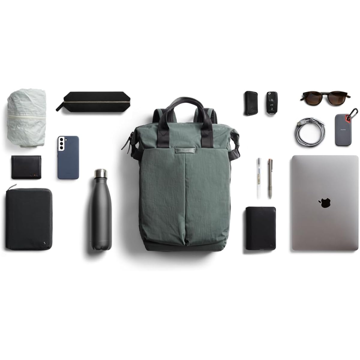 Bellroy Tokyo Totepack, Water-Resistant Woven Convertible Backpack And Tote Bag - Everglade