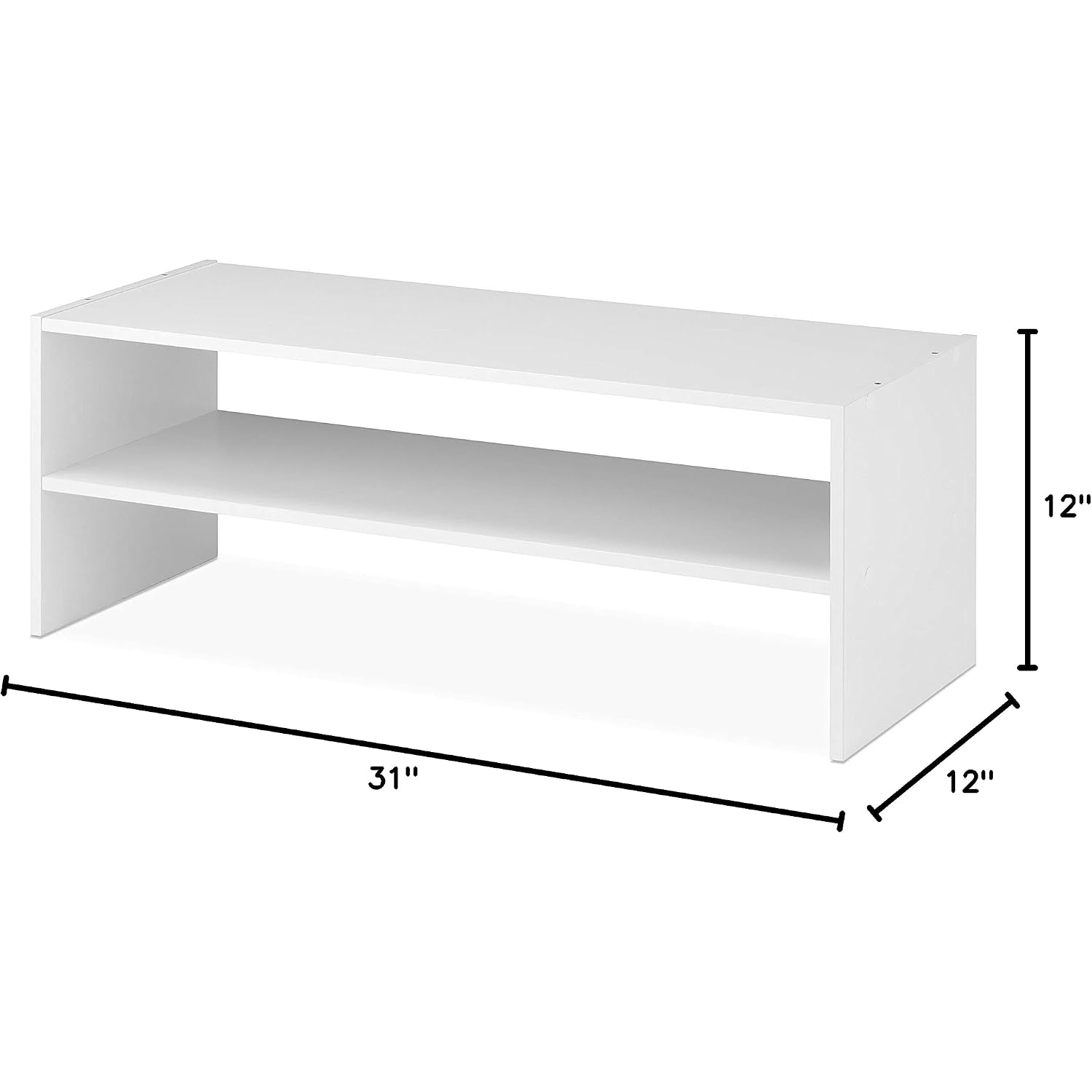 Whitmor Stackable 31" Extra Wide 2-Shelf Storage Organizer, White