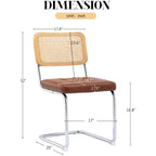 Mid Century Modern Dining Chairs Set Of 2, Faux Leather Rattan Dining Room Kitchen Side Chairs With Metal Legs And Upholstered Seat For Dining Room, Living Room, Bedroom,Brown