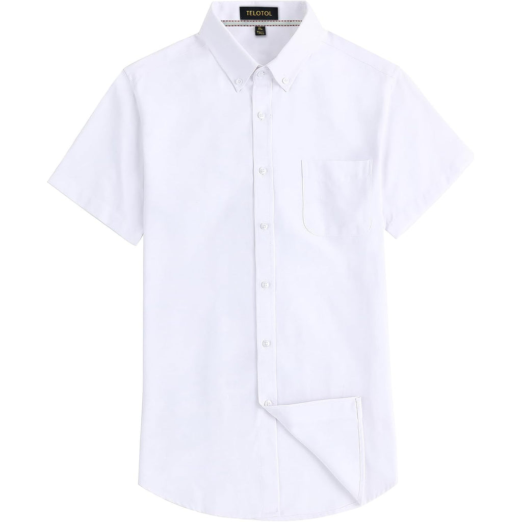 Men'S Oxford Dress Shirt Short Sleeve Button Down Shirts Business Casual With Chest Pocket For Gifts