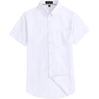 Men'S Oxford Dress Shirt Short Sleeve Button Down Shirts Business Casual With Chest Pocket For Gifts
