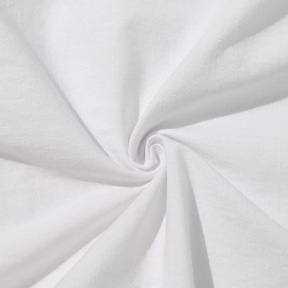 Jekaoyi Mens Summer Casual Long Sleeve Cotton Linen Shirts Button Up Solid Plain Roll-Up Sleeve Beach Shirts