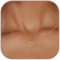 HERIER Cute Heart Necklace Dainty 18k Gold Plated Tiny Heart Pendant Choker Necklaces Small Gold Love Open Heart Chain Necklace for Women Simple Gold Necklace for Women Trendy Jewelry