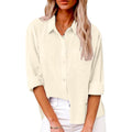 Womens Summer Linen Shirts Casual Button Down 2026 Long Sleeve Cotton Top Blouse Shirt with Pocket