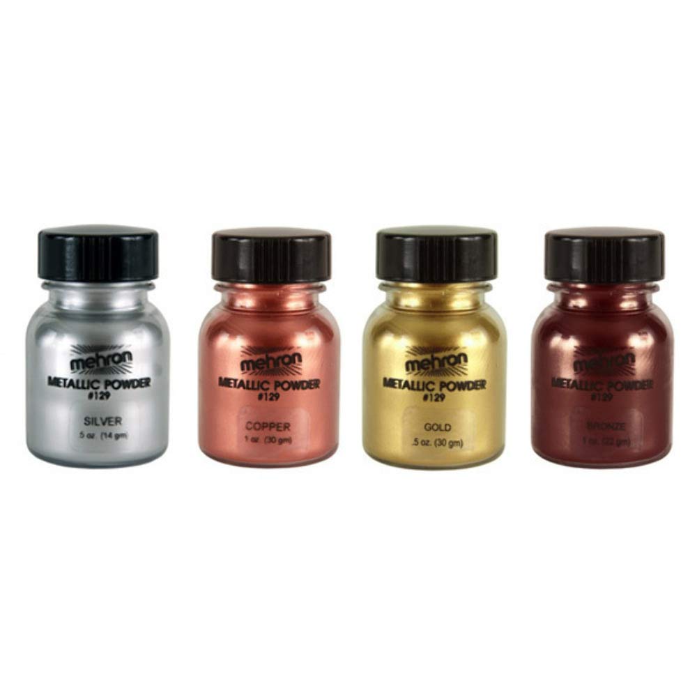 Mehron Makeup Metallic Powder | Metallic Chrome Powder Pigment for Face & Body Paint, Eyeshadow, and Eyeliner .75 oz (21 g) (Bronze)