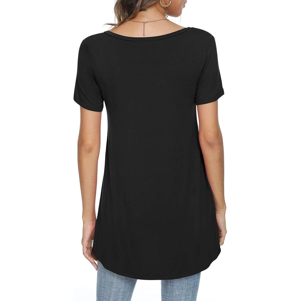 Women's long Tunic Tops to Wear with Leggings Summer Short Sleeve Loose Fit Dressy Shirts M-5XL