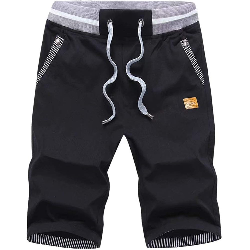 Stickon Men'S Shorts Casual Classic Fit Drawstring Summer Beach Shorts With Elastic Waist And Pockets