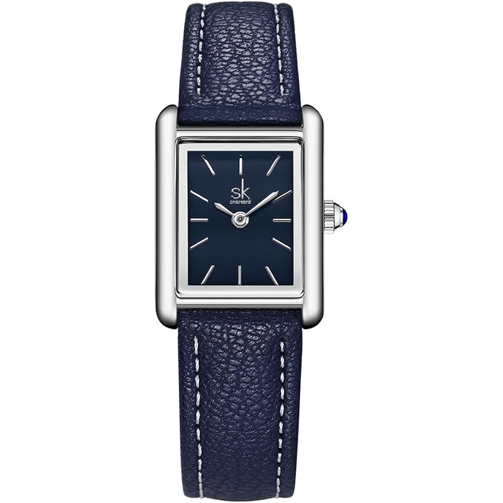 SHENGKE Minimalist Vintage Square Watches for Women with Leather Strap