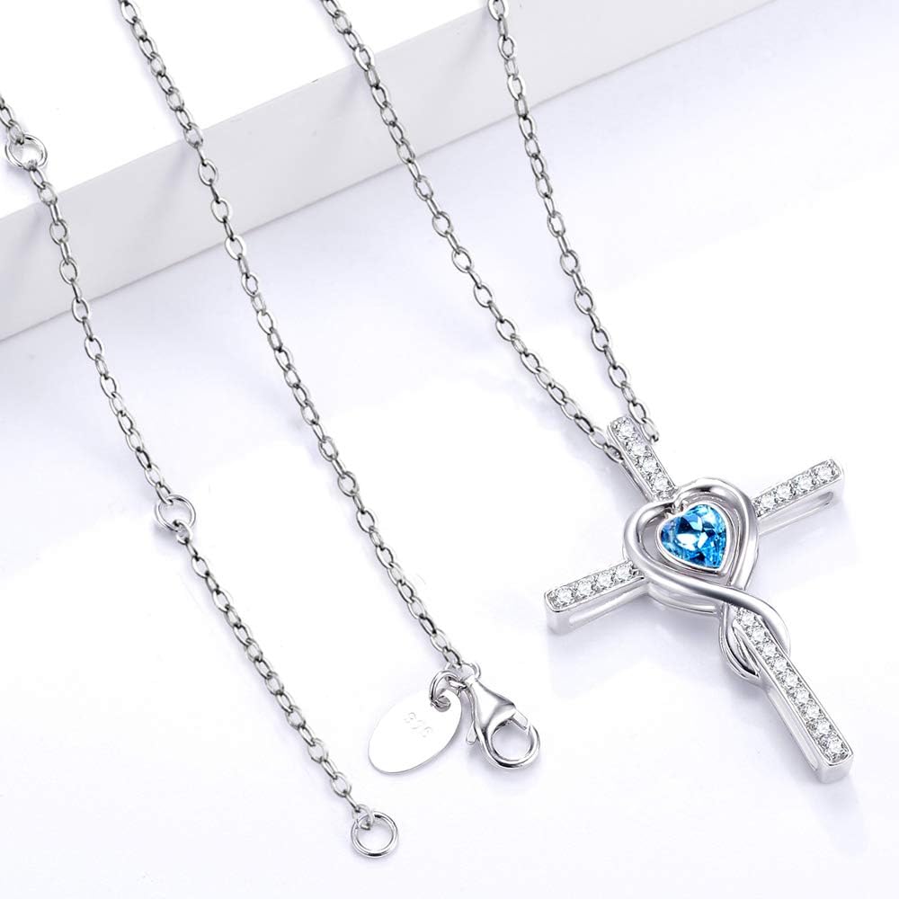 Dorella Love Infinity Necklace for Women Mothers Day Birthday Gifts Wife Mom May June July Birthstones Emerald Ruby Pearl Jewelry 925 Sterling Silver