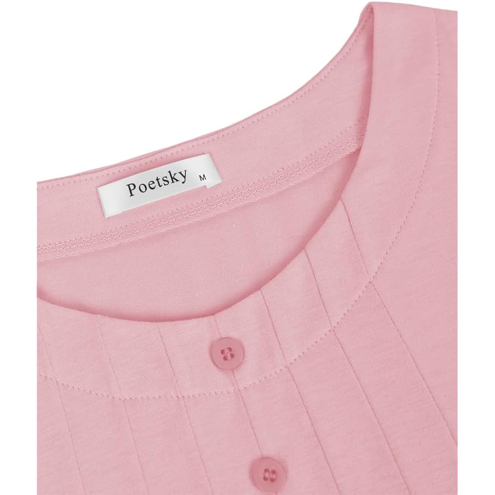 2026 Womens Henley Tunic Tops for Leggings Dressy Casual with Pockets Button Down Pleated Blouses Long Tee Shirts