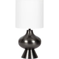Kate And Laurel Bahira Modern Metal Bedside Table Lamp, 8 X 8 X 17, Gunmetal, Sculptural Decorative Tabletop Desk Lamp With Linen Shade For Living Room Decor