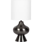 Kate And Laurel Bahira Modern Metal Bedside Table Lamp, 8 X 8 X 17, Gunmetal, Sculptural Decorative Tabletop Desk Lamp With Linen Shade For Living Room Decor