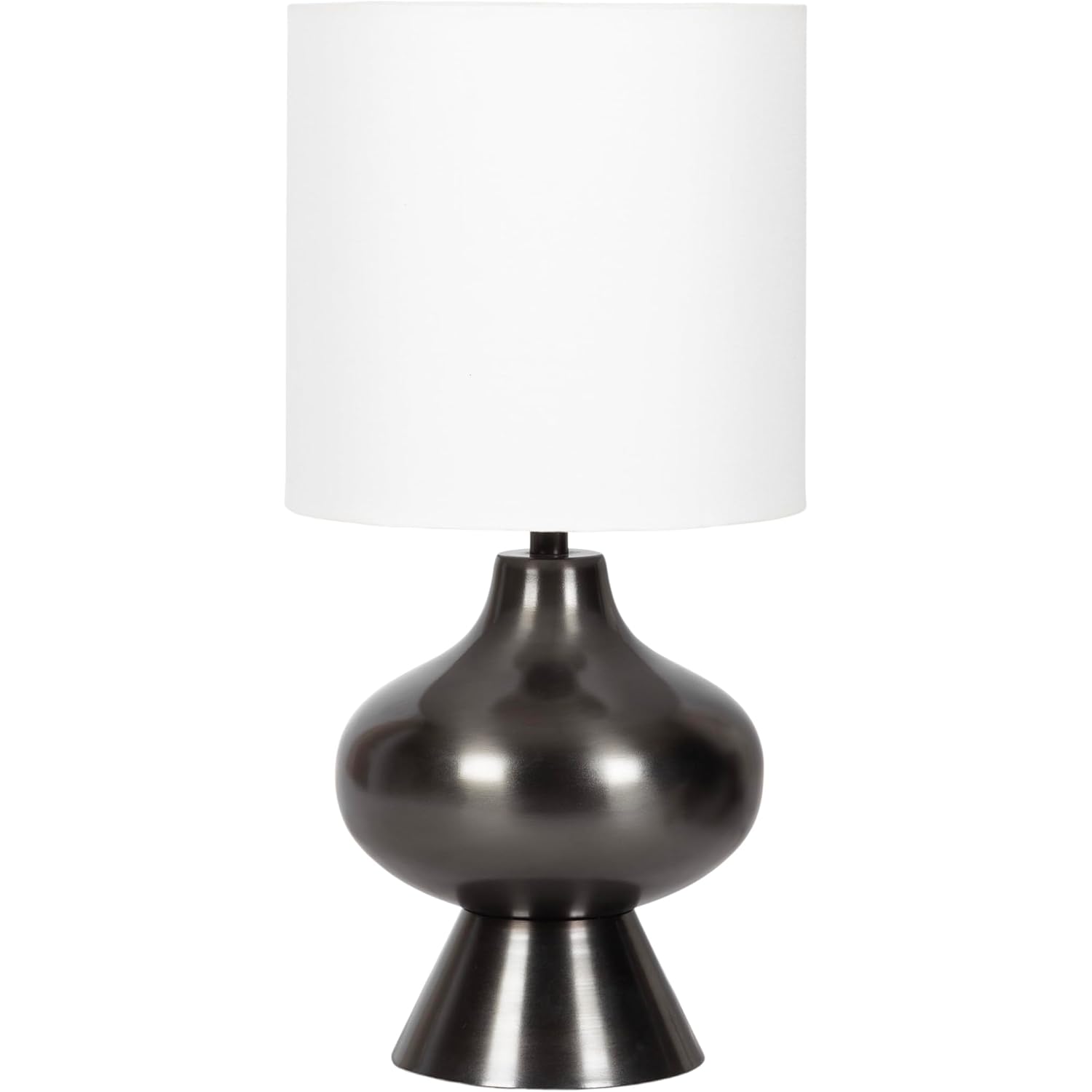 Kate And Laurel Bahira Modern Metal Bedside Table Lamp, 8 X 8 X 17, Gunmetal, Sculptural Decorative Tabletop Desk Lamp With Linen Shade For Living Room Decor
