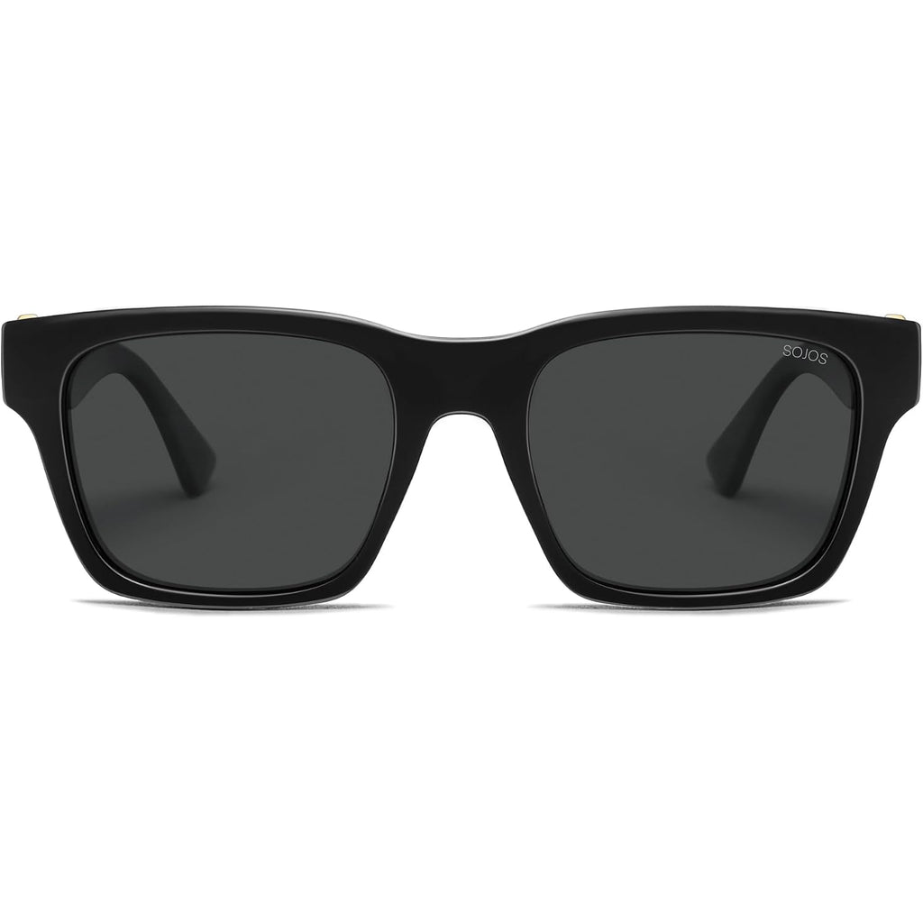 SOJOS Trendy Polarized Square Sunglasses for Women Men,UV400 Retro Square 70s 80s 90s Shades SJ2622 Black