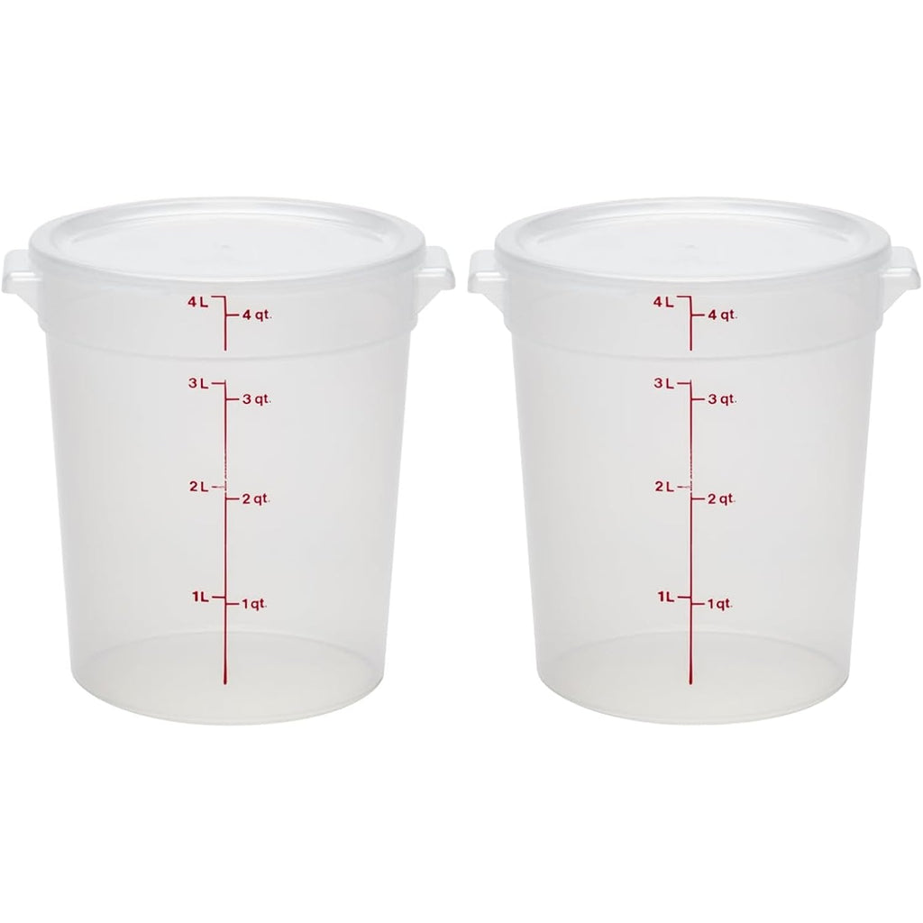 Cambro Food Storage Containers With Lids (Bpa-Free) - 4 Quart - Food Grade Buckets With Lids (2 Pack) - For Dough Proofing And Brining (Translucent)