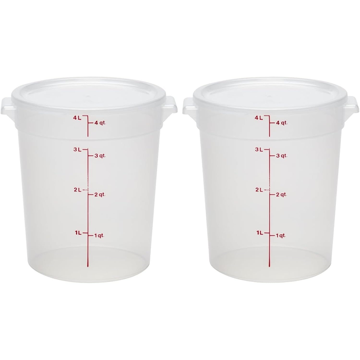 Cambro Food Storage Containers With Lids (Bpa-Free) - 4 Quart - Food Grade Buckets With Lids (2 Pack) - For Dough Proofing And Brining (Translucent)