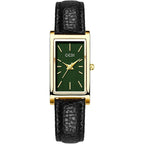 FANMIS Vintage Women's Rectangle Wristwatch Classic Ladies Analog Quartz Watch Ultra-Thin Ladies Bangle Bracelet Watch Female Business Dress Watches with Leather Strap