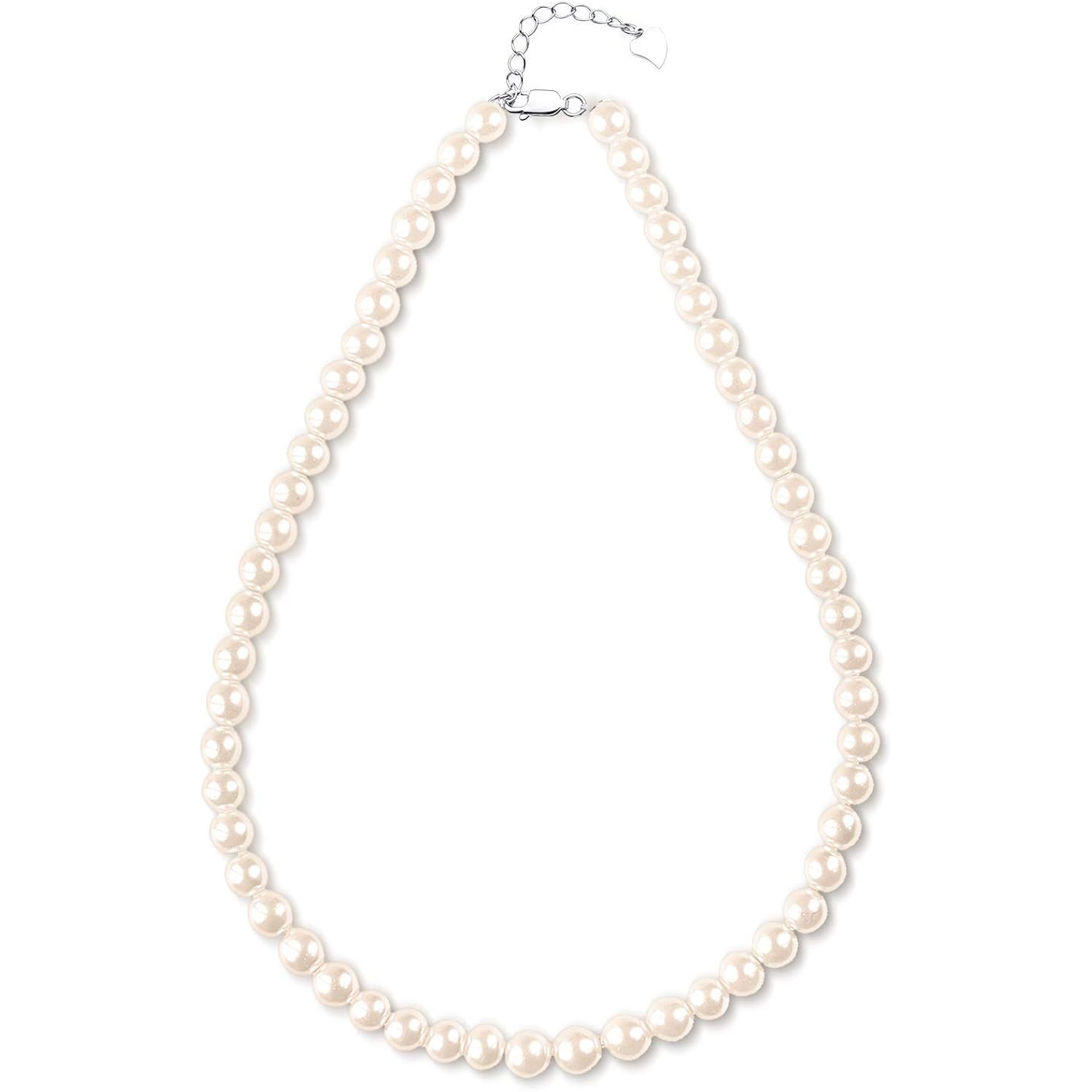 White Freshwater Cultured Pearl Necklace for Women in 18 Inch Princess Length