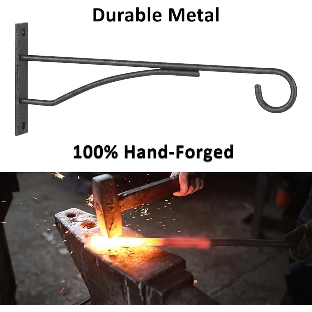 8" Plant Hangers 6 Pack, Hanging Plant Bracket For Wall Fence Porch Outdoor Indoor, Metal Plant Hooks For Basket, Flower, Planter, Feeder, Lantern, Wind Chime