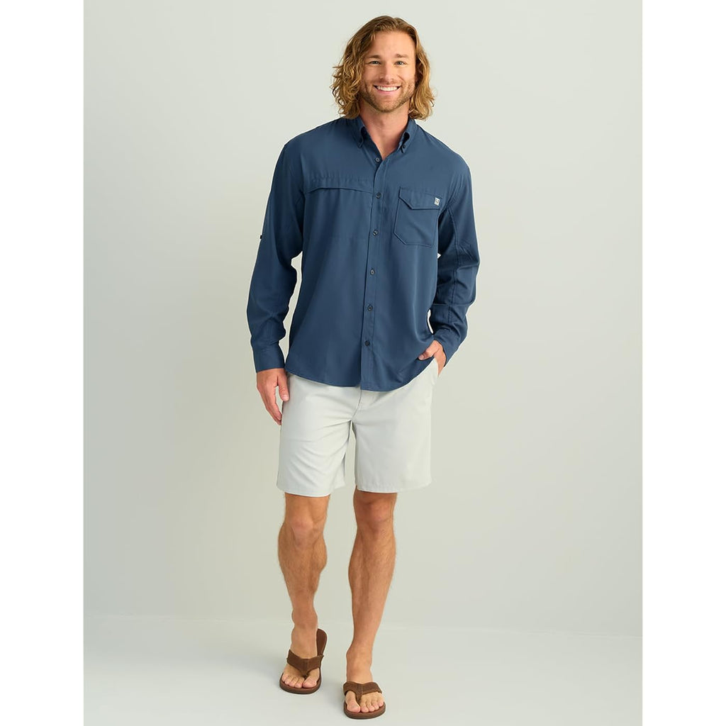 Huk Men'S Tide Point Solid Long Sleeve Button Down Shirt (Available In 3X-Large)