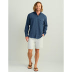 Huk Men'S Tide Point Solid Long Sleeve Button Down Shirt (Available In 3X-Large)
