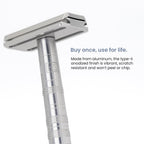 Henson Shaving Razor - Aluminum Double Edge Safety Razor with 5 Spare Blades - 30° Angled Precision With Superior Blade Rigidity- Reusable Single Blade Razors For Men and Women - Mild Aggression