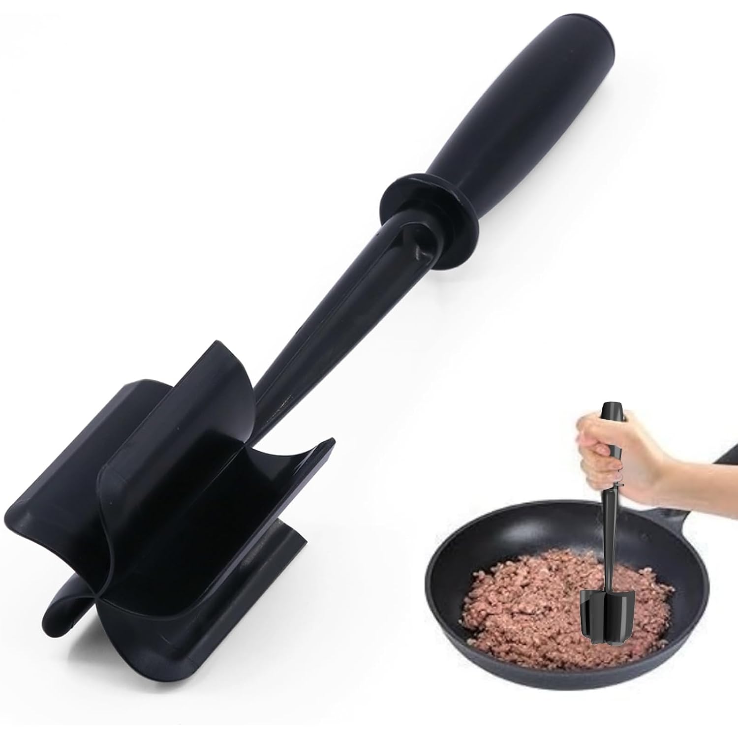Meat Chopper, 5 Curve Blades Ground Beef Smasher, Heat Resistant Hamburger Smasher Tool, Nylon Potato Masher Utensil, Ground Meat Chopper, Meat Separator Tool For Hamburger, Non Stick Mix Chopper