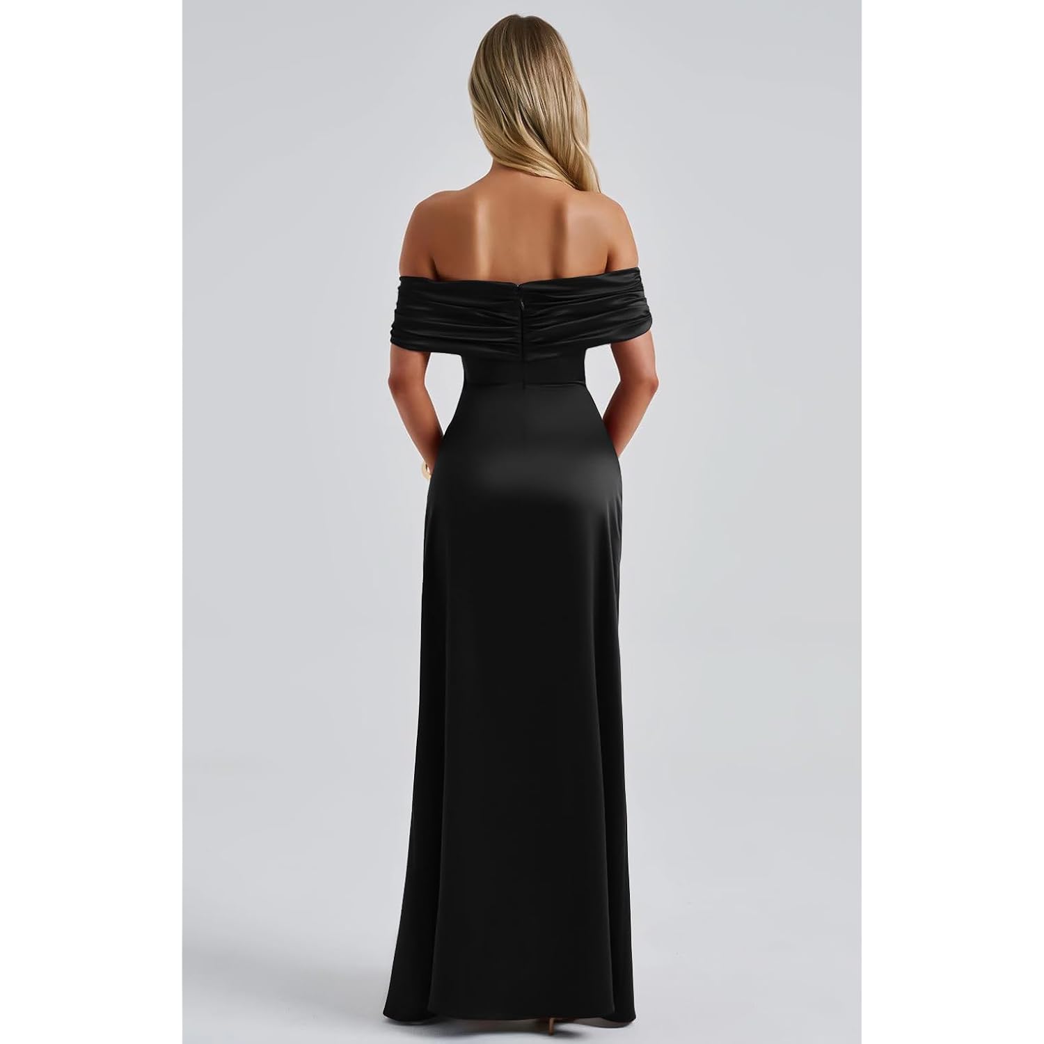 Memoriesea Women'S Elegant Off Shoulder High Split Bodycon Evening Wedding Maxi Dress
