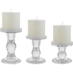 6-Piece Set of Glass Candlestick, Crystal Candlestick Holder Holder and Conical Candle, Christmas Candle Holder Decoration, Family Living Room Wedding Candle Holder (Clear 2sets)