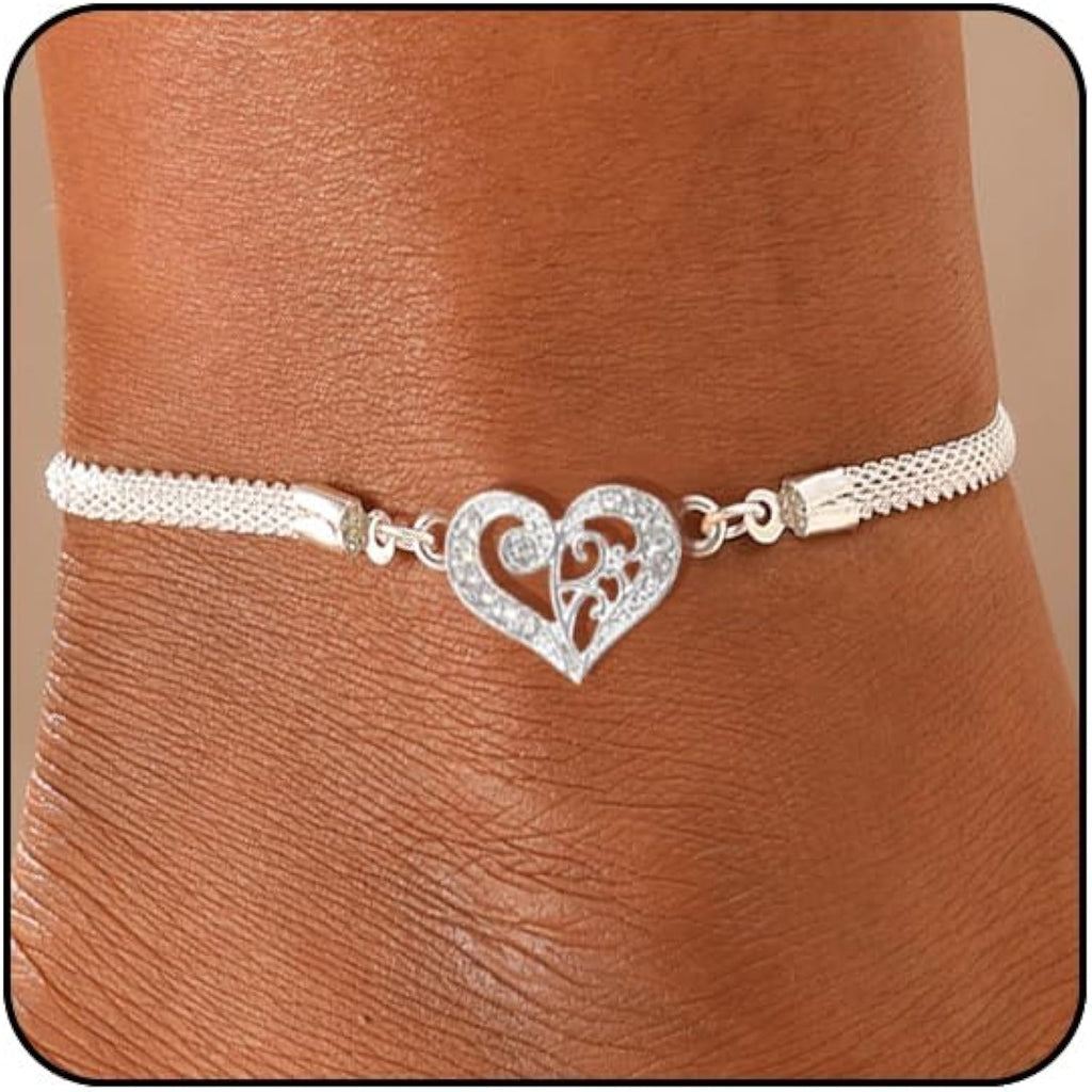 Ankle Bracelets for Women Waterproof Sparkly Anklets Tennis Rhinestone Anklets for Women Starfish Infinity Heart Cross Anklet Bracelet Beach Jewelry