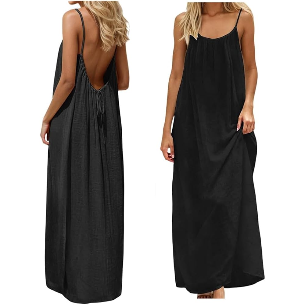 Backless Cami Dress, House Dress Backless Dress, Cami Lounge Dress House Dress Open Back Dress For Women Casual Summer