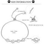 BISAER 925 Sterling Silver Paw Print Charm Bracelet for Women Cute Cat Dog Paw Bracelet Adjustable Slider Bracelet for Dog Pet Lover Jewelry Gifts