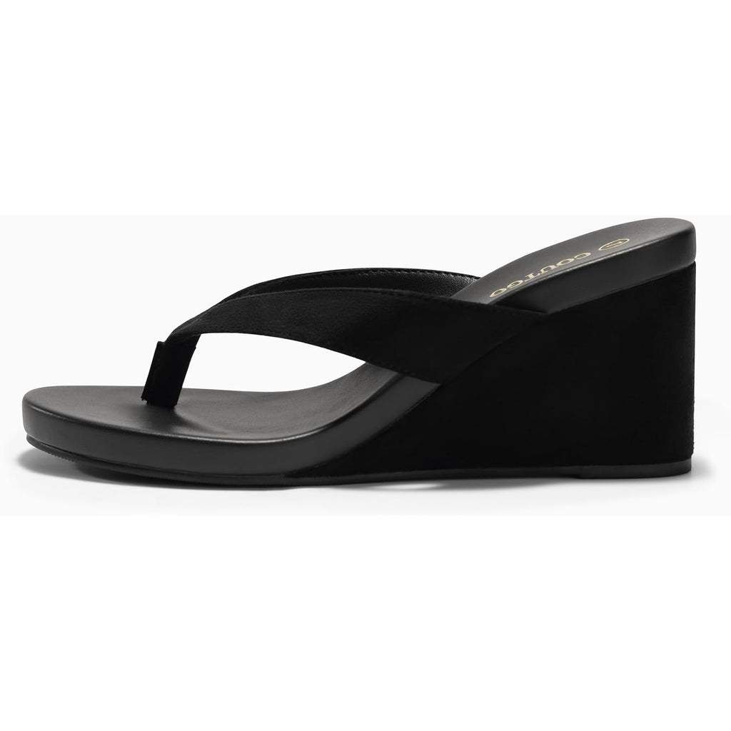 Coutgo Womens Wedge Heels Sandals Platform Flip Flops Slides Slip On Summer Beach Shoes