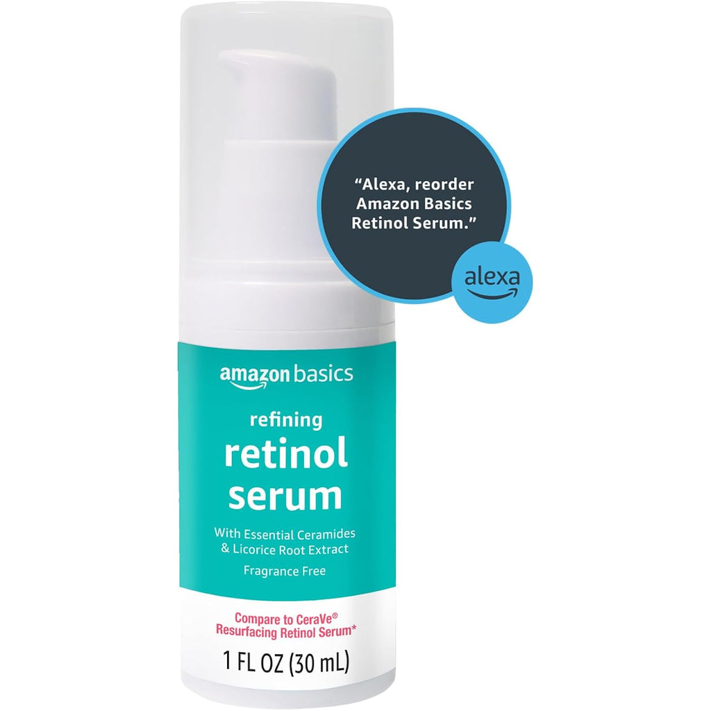 Amazon Basics Retinol Serum For Face, Pore Minimizer, Fast Absorbing Formula, 1 Fluid Ounce, 1-Pack