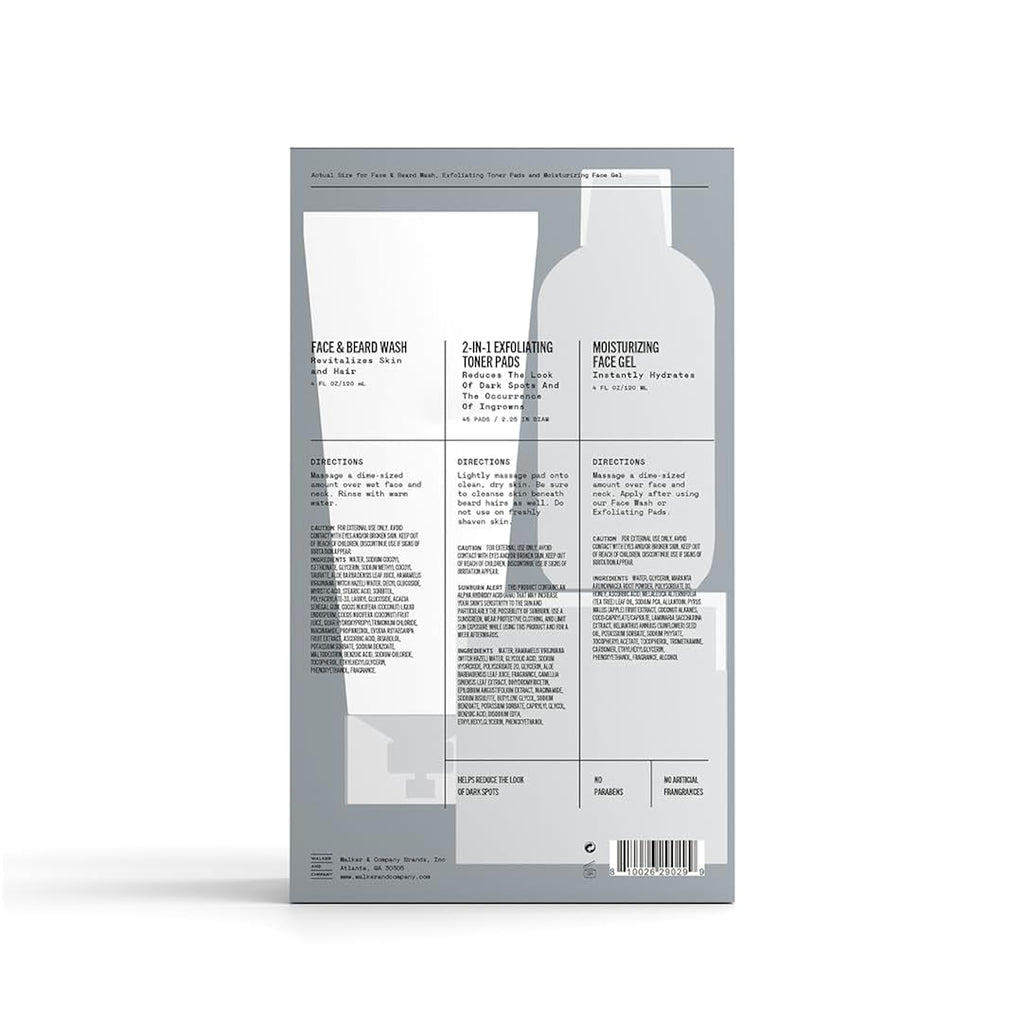 Bevel Facial Skin Care Set For Men - Mens Skincare Kit Routine Includes Face Wash With Aloe Vera, Glycolic Acid Exfoliating Pads, Lightweight Face Moisturizer, Helps Treat Blemishes And Bumps
