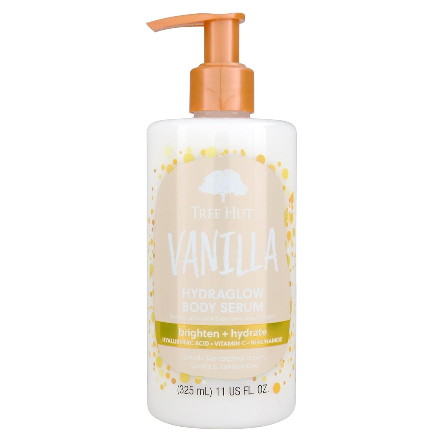 Tree Hut Vanilla Hydraglow Body Serum, Brighten & Hydrate, With Hyaluronic Acid, Vitamin C & Niaciamide, 11 Oz.