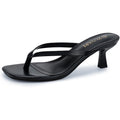 Kitten Heels For Women, Square Toe Flip Flop Kitten Heel Sandals, 2.16 Inch Thong Heels, Slip-On Dressy Summer Heeled Sandals