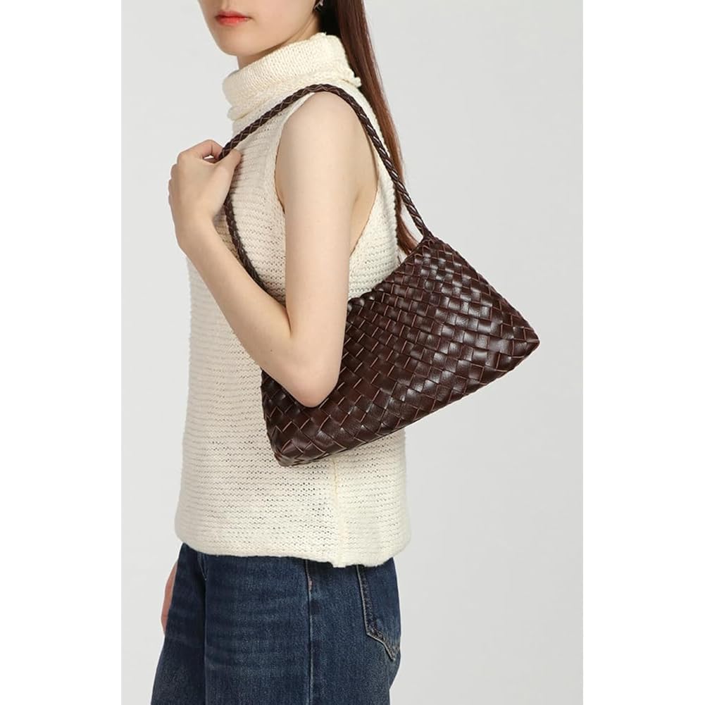 Woven Hobo Bags for Women Suede Woven Tote Bag Trendy Bucket Purse Underarm Shoulder Bag Vintage Handbag Retro Clutch Purses