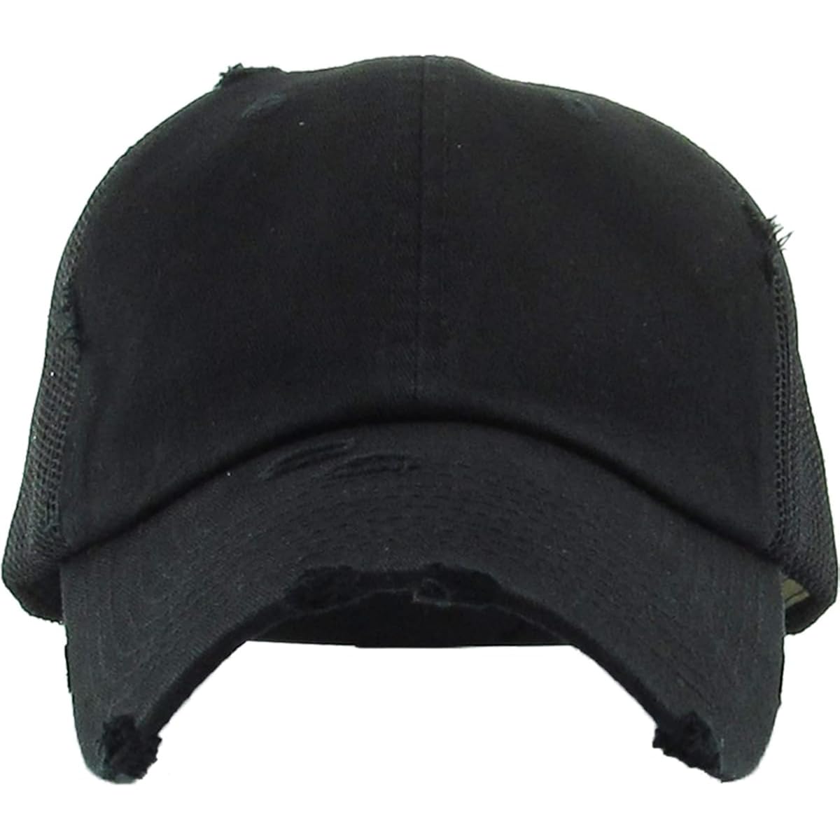 KBETHOS Vintage Washed Distressed Cotton Dad Hat Baseball Cap Adjustable Polo Trucker Unisex Style Headwear Black Trucker
