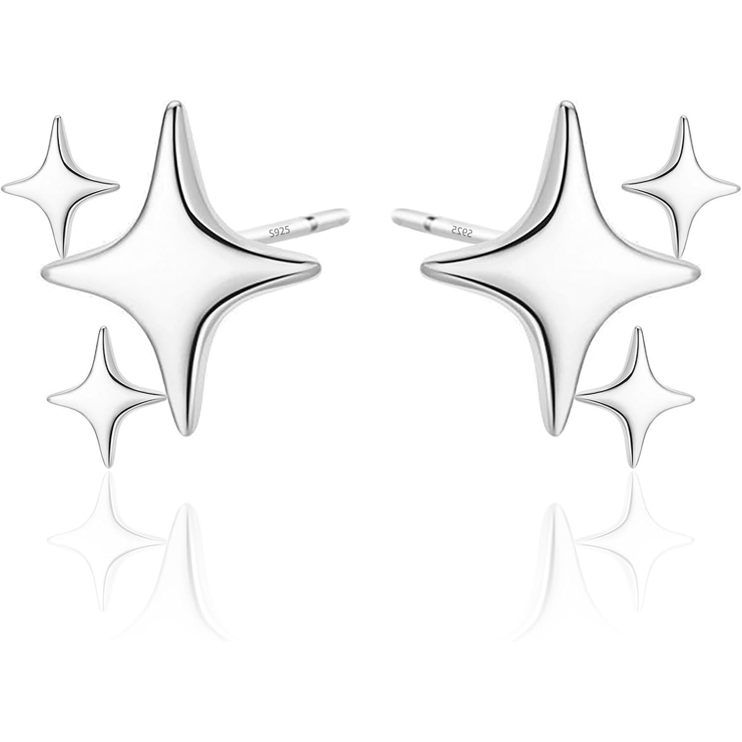 Sterling Silver Post Star Stud Earrings for Women Teen Girls Gifts Trendy Hypoallergenic Small Post Pierced Studs Earrings Jewelry