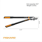 Fiskars 32-Inch Loppers For Tree Trimming, Heavy Duty, Low-Friction Sharp Steel Blade, Branch Cutter Up To 2-Inch Diameter Cut Capacity, Powergear2 Technology That Multiplies Power For Less Effort