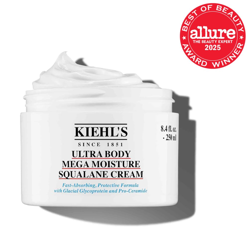 Kiehl'S Ultra Body Mega Moisture Squalene Cream, Unscented Lightweight Body Lotion With Pro-Ceramides, Suitable For All Skin Types Including Sensitive & Eczema-Prone, Deeply Hydrates And Moisturizes